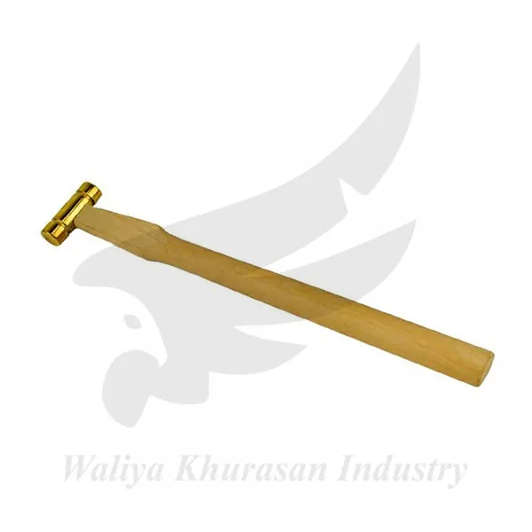 9 INCHES 2 OZ BRASS HAMMER WITH FLAT HEAD AND WOODEN HANDLE
